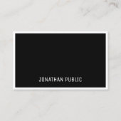 Berufliche moderne Schwarz-weiße Schablone einfach Visitenkarte (Vorderseite)