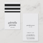 Berufliche, moderne Schwarzweiß-Streifen Visitenkarte (Vorne/Hinten)