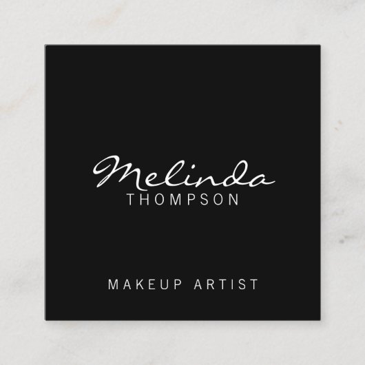 Berufliche, moderne Schwarzweißfarben und Weiß Quadratische Visitenkarte (Vorderseite)