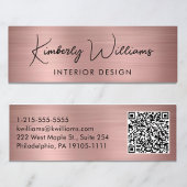 Berufliche moderne Script QR Code Rose Gold Mini Visitenkarte