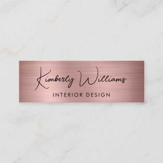 Berufliche moderne Script QR Code Rose Gold Mini Visitenkarte (Vorderseite)