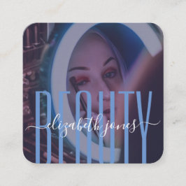 Berufliche moderne Signatur Blau-Weiß-Foto Quadratische Visitenkarte