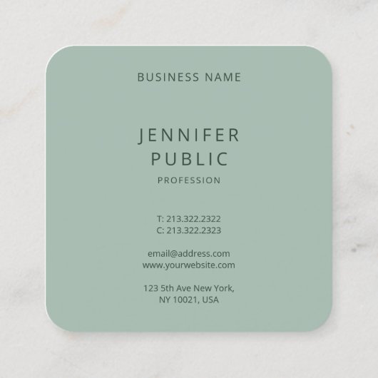 Berufliche, moderne Trend-Farben Quadratische Visitenkarte (Rückseite)