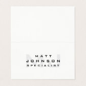 Berufliche moderne weiße Faltkarte Visitenkarten (Außenseite Aufgefaltet)