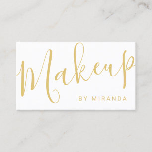 Berufliche moderne White and Gold Makeup Artist Visitenkarte