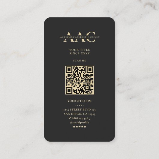 Berufliche Monogram Ästhetische Krankenschwester S Visitenkarte (Rückseite)