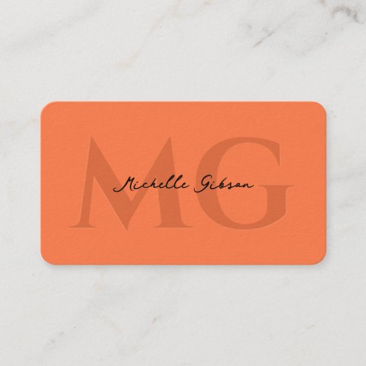 Berufliche Monogram Elegant Coral Initials Visitenkarte (Vorderseite)