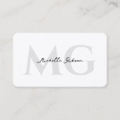 Berufliche Monogram Minimal Modern White Visitenkarte (Vorderseite)