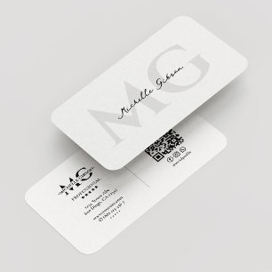 Berufliche Monogram Minimal Modern White Visitenkarte