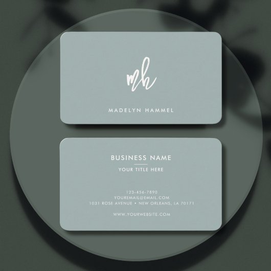 Berufliche Monogram Minimal Moderne Script Sage Visitenkarte