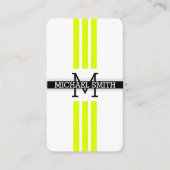 Berufliche Monogram, Modern Chartreuse Stripes Visitenkarte (Vorderseite)
