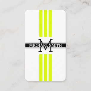 Berufliche Monogram, Modern Chartreuse Stripes Visitenkarte
