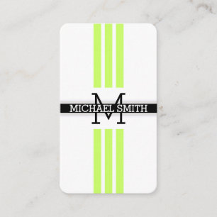 Berufliche Monogram, Modern Moon Green Stripes Visitenkarte