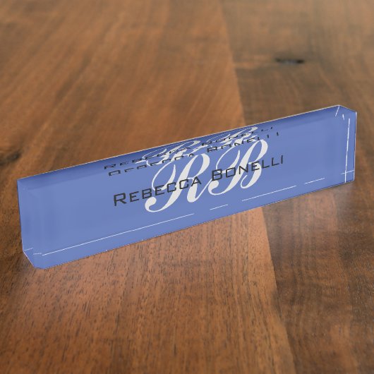 Berufliche Monogram Name Initials Schlicht Stilvol Namensplakette (Seite)