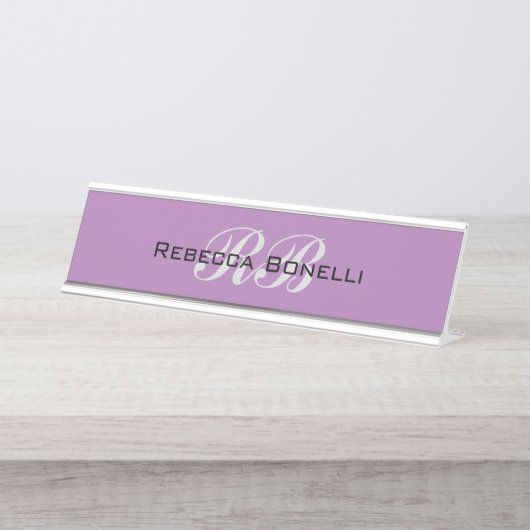 Berufliche Monogram Name Initials Schlicht Stilvol Schreibtischnamensplakette (Vorderseite )