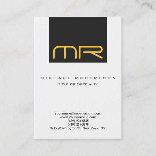 Berufliche Monogram White Gray Visitenkarte (Vorderseite)