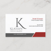 Berufliche Monogramm dunkelgrau und rot Visitenkarte (Rückseite)