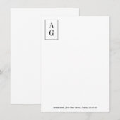 Berufliche Monogramm-Initialadresse Mitteilungskarte (Vorne/Hinten)