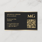 Berufliche Monogramm-Initialskripte schwarz Visitenkarte (Rückseite)