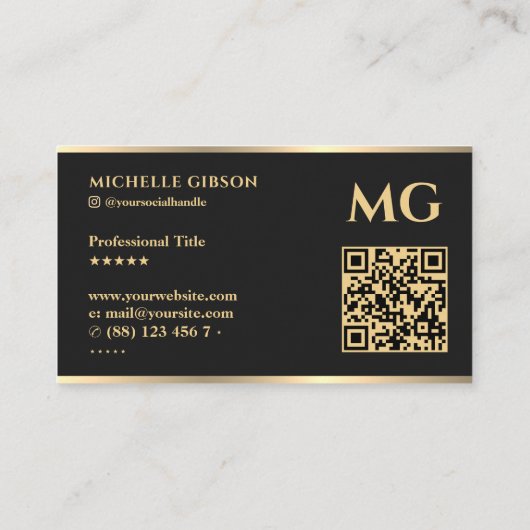 Berufliche Monogramm-Initialskripte schwarz Visitenkarte (Rückseite)