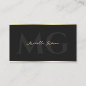 Berufliche Monogramm-Initialskripte schwarz Visitenkarte (Vorderseite)