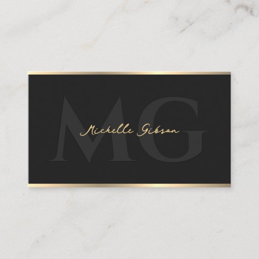 Berufliche Monogramm-Initialskripte schwarz Visitenkarte (Vorderseite)