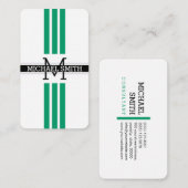 Berufliche Monogramm Moderne grüne Streifen Visitenkarte (Vorne/Hinten)