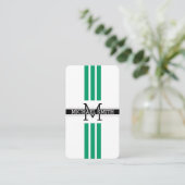 Berufliche Monogramm Moderne grüne Streifen Visitenkarte (Stehend Vorderseite)