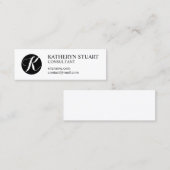 Berufliche Monogramm Schwarz/Weiß Mini Visitenkarte (Vorne/Hinten)