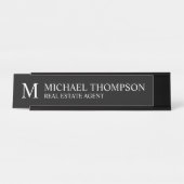 Berufliche Monogramm Schwarz/Weiß Schreibtischnamensplakette (Vorderseite )