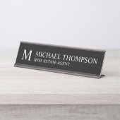 Berufliche Monogramm Schwarz/Weiß Schreibtischnamensplakette (Vorderseite )