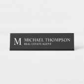 Berufliche Monogramm Schwarz/Weiß Schreibtischnamensplakette (Vorderseite )