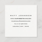 Berufliche Monogramm-schwarzes Quadratische Visitenkarte (Rückseite)