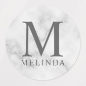 Berufliche Monogramm- und Namensschilder aus weiße Etiketten (Design 2)