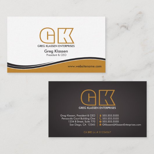 Berufliche Monogramm Visitenkarte (Vorne/Hinten)