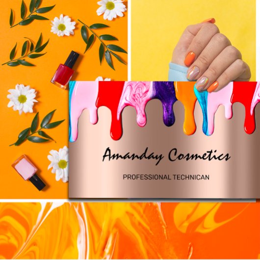 Berufliche Nail Artist Techniker Rose Tropfen Visitenkarte