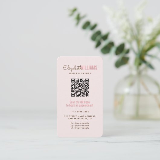 Berufliche Nails & Lashes QR Code Loyalty & Visitenkarte (Stehend Vorderseite)