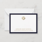 Berufliche Navy Blue/Gold Business Note Card Mitteilungskarte (Vorderseite)