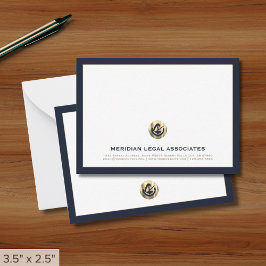 Berufliche Navy und Gold Legal Note Card Mitteilungskarte