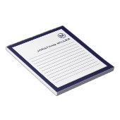 Berufliche Navy White Monogram Notizblock (angewinkelt)