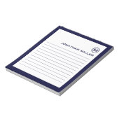Berufliche Navy White Monogram Notizblock (Rotiert)