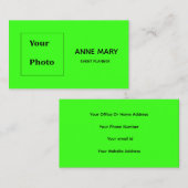 Berufliche Neon-grüne Fotoplatte Visitenkarte (Vorne/Hinten)