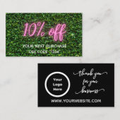 Berufliche Neongraswall 10% Ermäßigungskarte Visitenkarte (Vorne/Hinten)