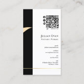 Berufliche Notare für Schwarz und Gold Quill Visitenkarte (Rückseite)