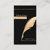 Berufliche Notare für Schwarz und Gold Quill Visitenkarte (Vorderseite)