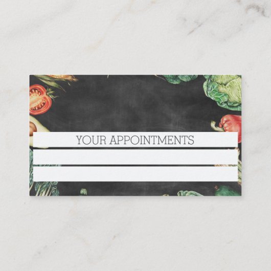 Berufliche Nutritionist Blackboard & Gemüse Terminkarte (Rückseite)