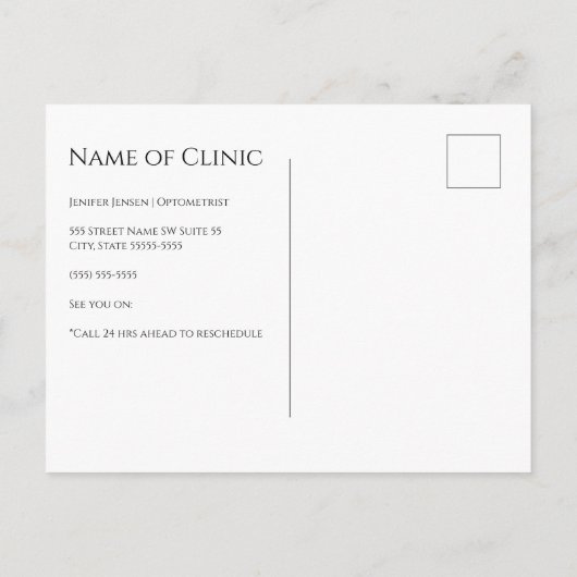 Berufliche Optometrie Augenoperation Blau Iris Postkarte (Rückseite)