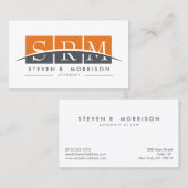 Berufliche Orange für Monogramm Visitenkarte (Vorne/Hinten)