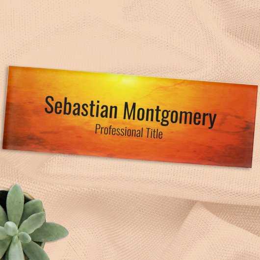 Berufliche orangefarbene Farbtöne und Schwarzer Te Namenschild