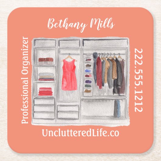 Berufliche Organisation für Wasserfarben Moderner Rechteckiger Pappuntersetzer (Vorderseite)